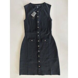 WHBM Black Sleeveless Button Front Vest Dress – Size XS